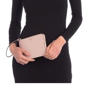 Kate Spade ♠️ NWOT GENUINE blush Pink soldout color Wristlet,gold pin mount logo
